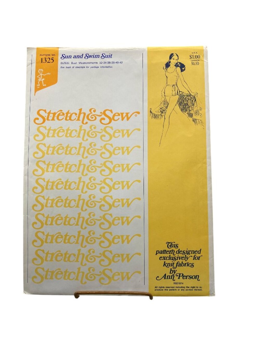UNCUT Vintage Sewing PATTERN Stretch and Sew 1325 by Ann Person, Ladies 1974 Sun